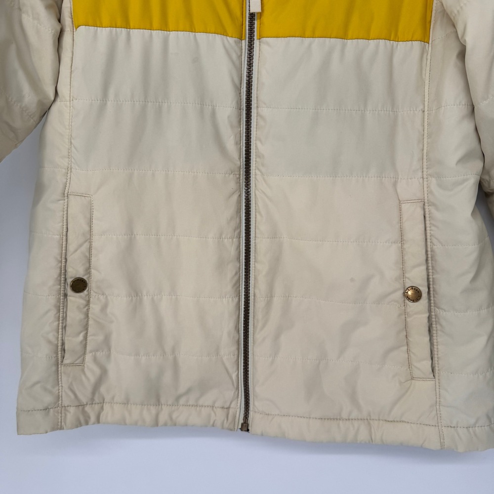 LL Bean Puffer Jacket Women S Colorblock Quilted Full Zip Retro Gorpcore Tan - Picture 3 of 14